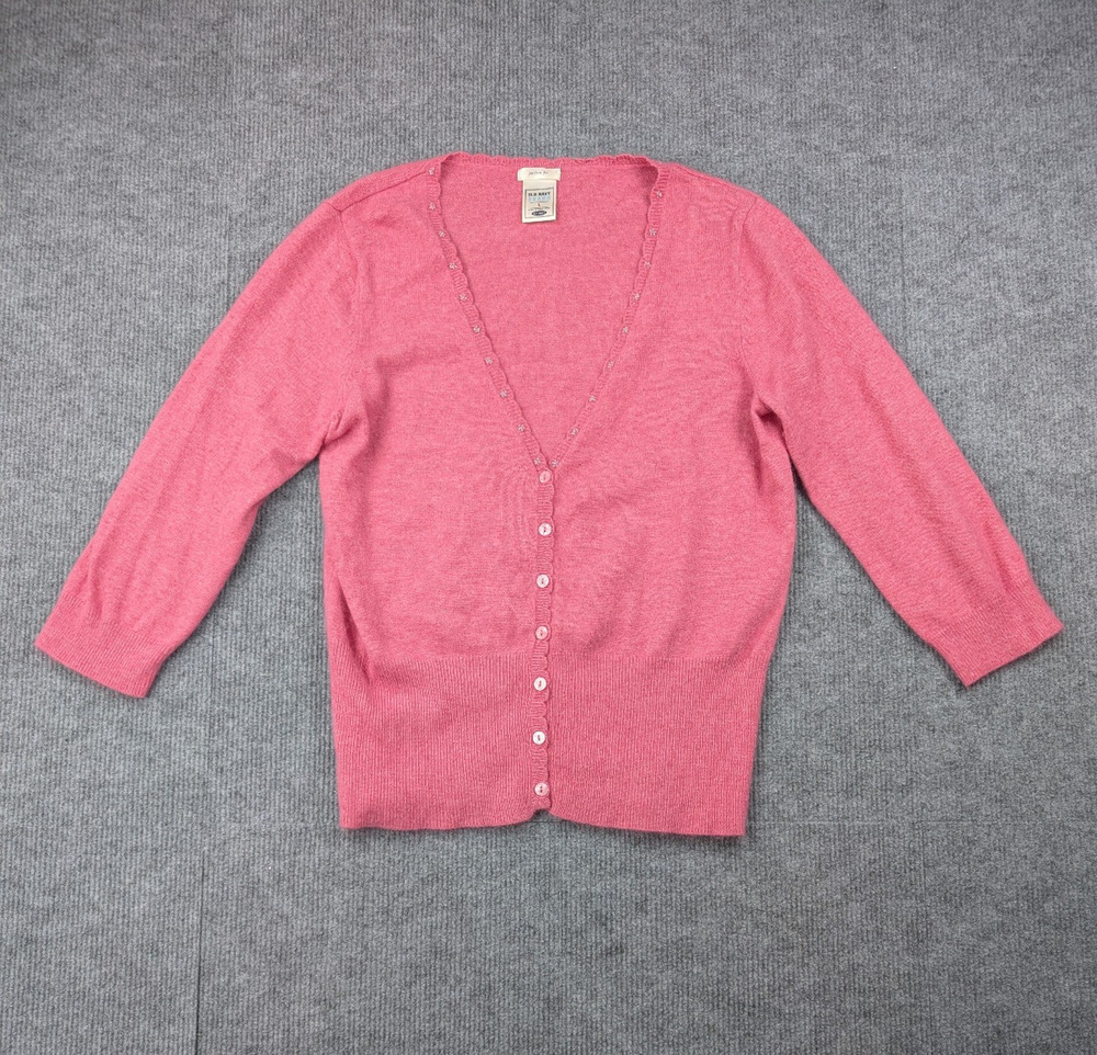 Old Navy Cardigan Womens Large Angora Coquette Beaded Vintage Y2K Pink Preppy